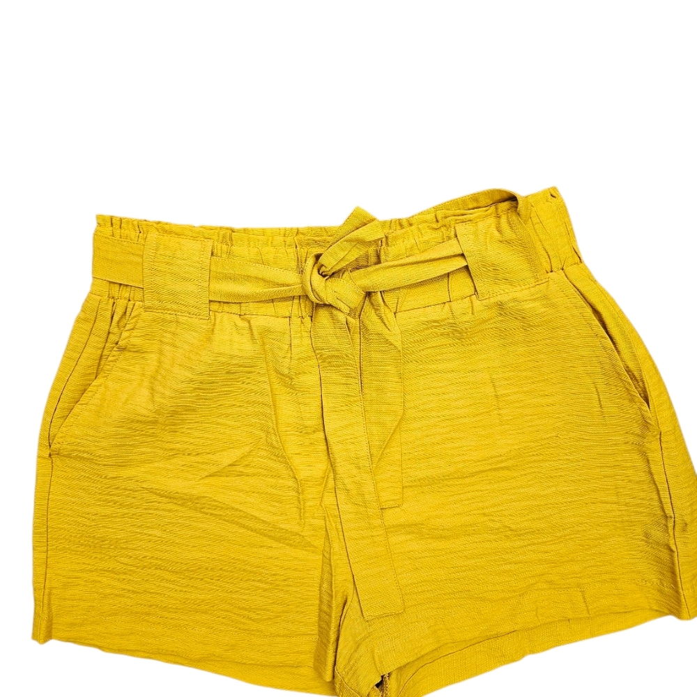 Hem & Thread Mustard High Waist Women's Shorts